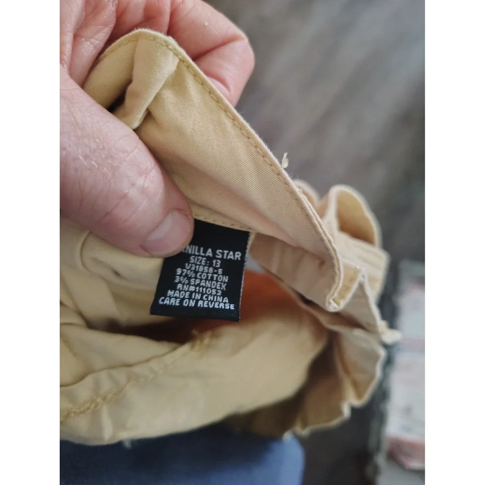 Vanilla Star Womens Tan Khaki Paperbag‎ Waist Tie Shorts Size 13 V31858-5